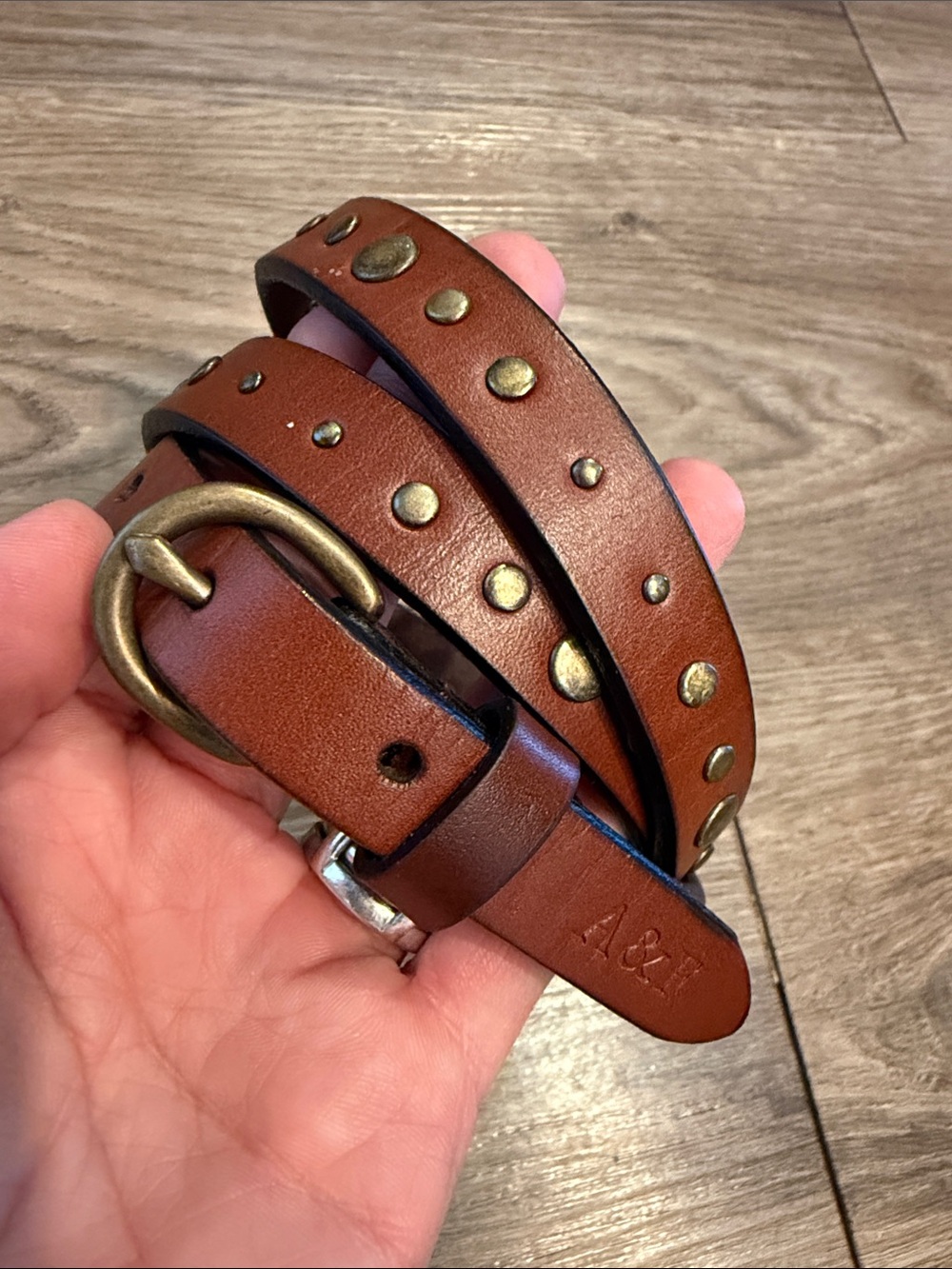 Abercrombie & Fitch Vintage Brown Leather Studded Belt Size M/L